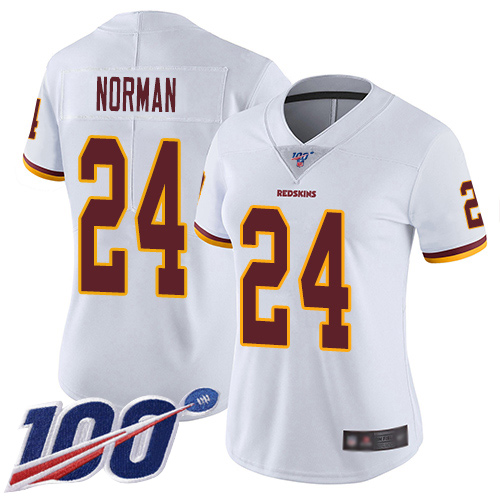 Washington Redskins Limited White Women Josh Norman Road Jersey NFL Football 24 100th Season